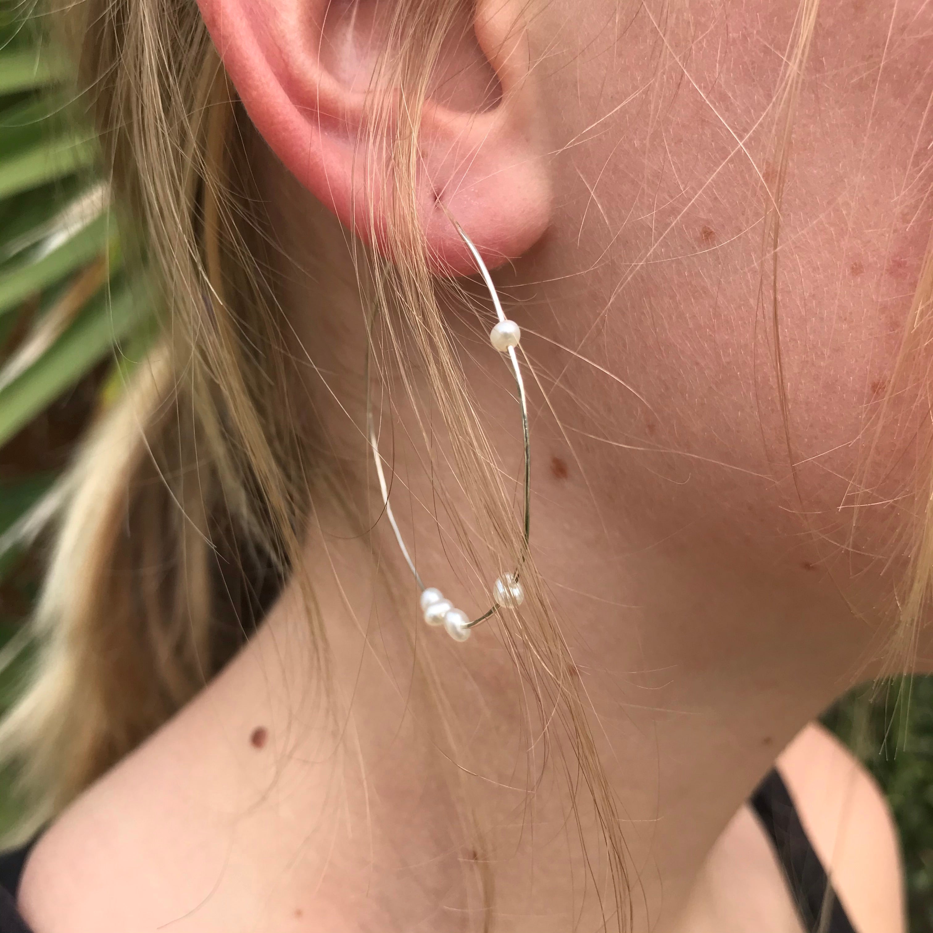 Thin Hoops with Tiny Pearls