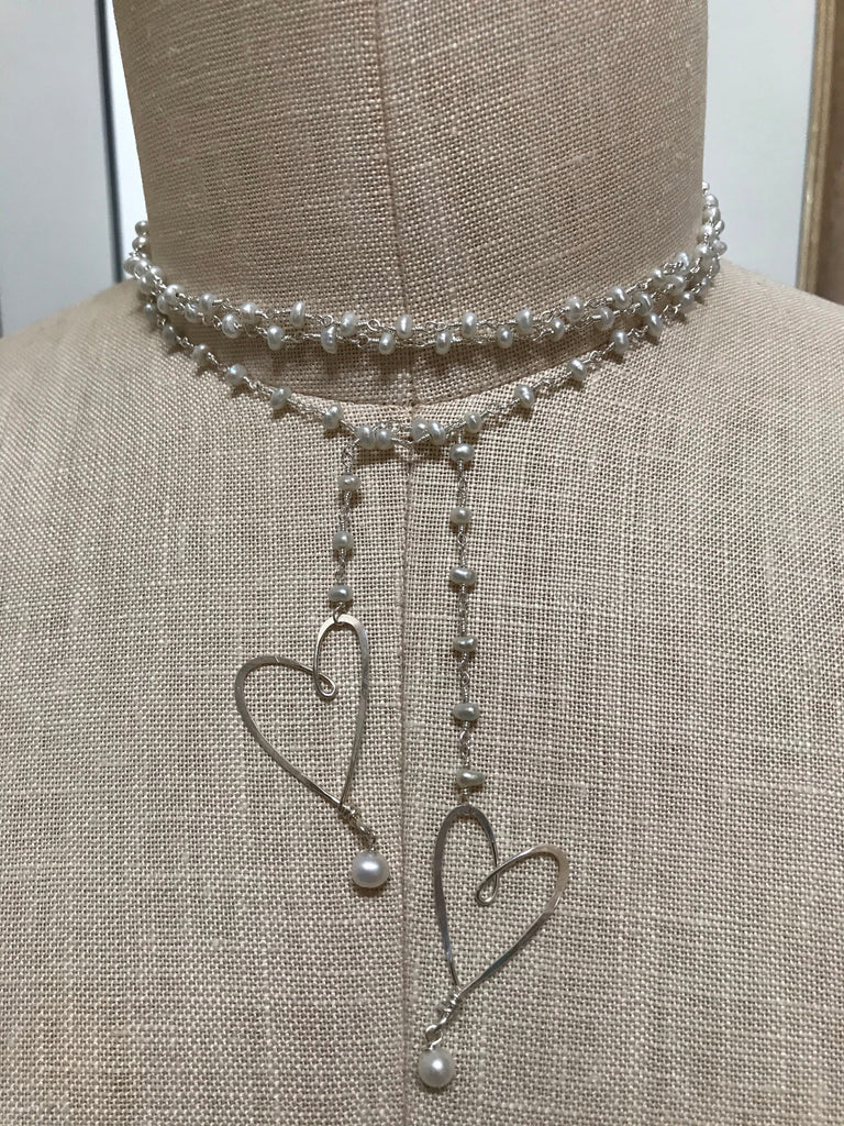 Pearl Heart Wrap Choker, Beth Jewelry