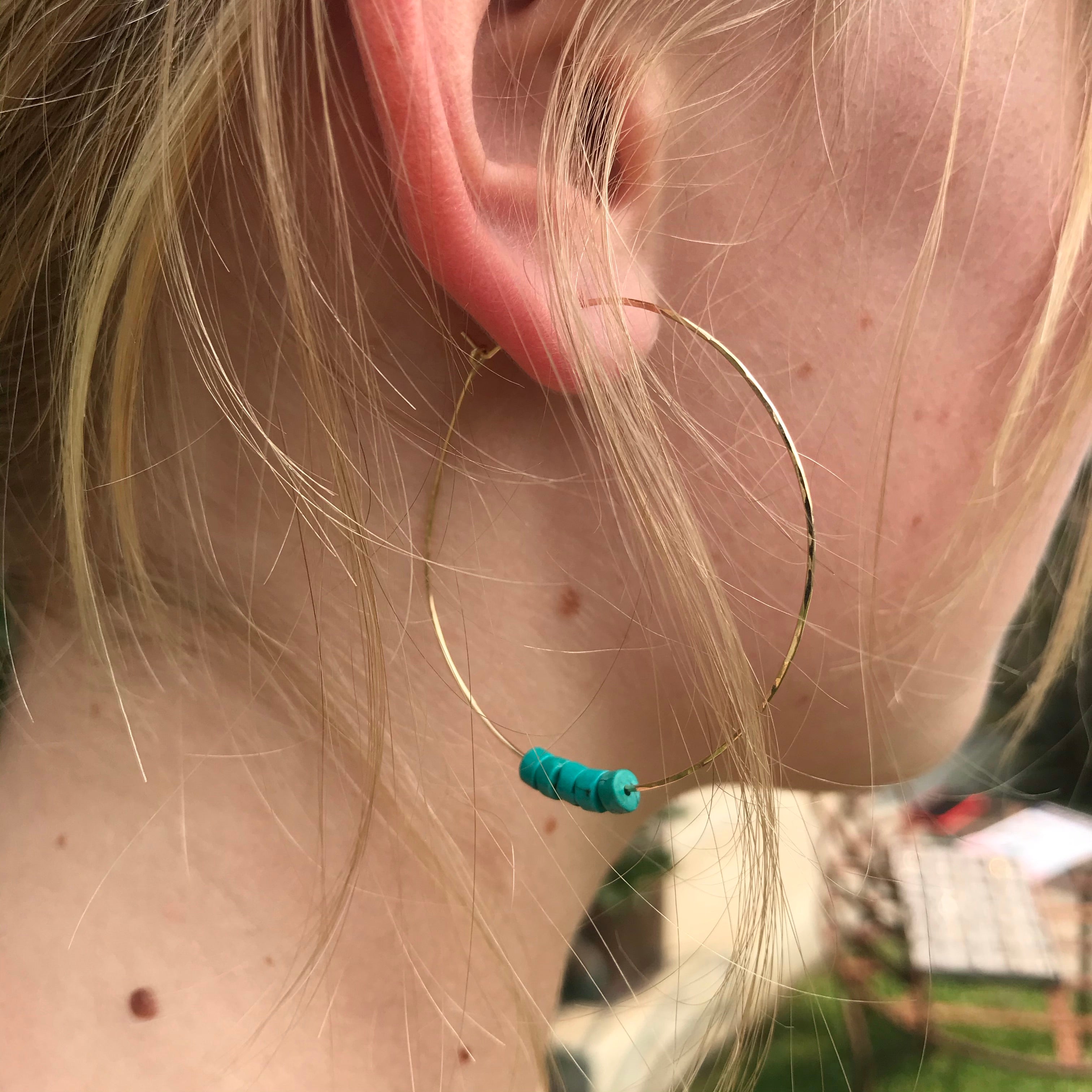 Thin Hoops with Turquoise