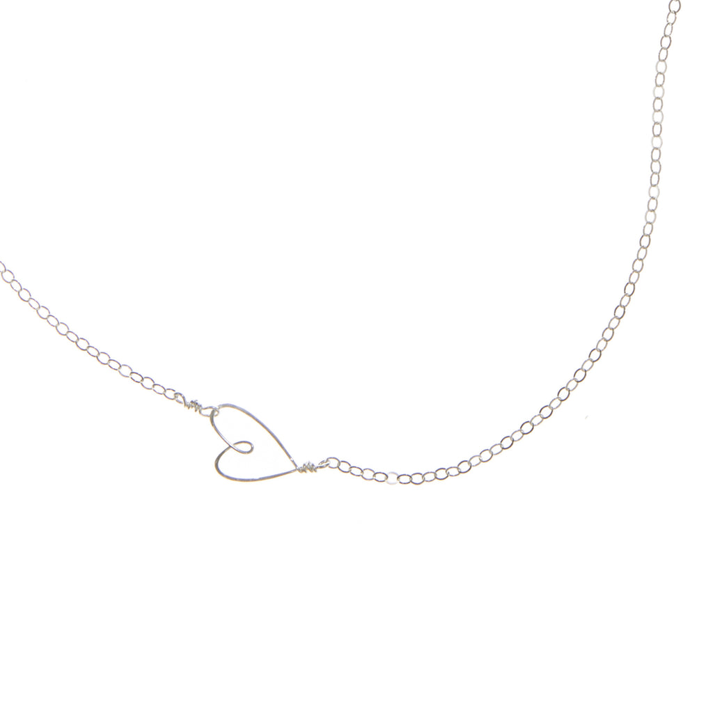 Tiny Heart Necklace, Beth Jewelry, dainty sideways heart