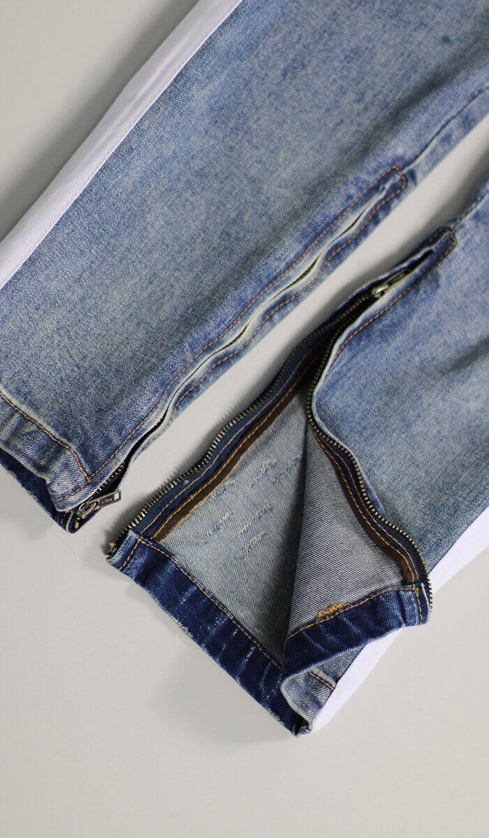 LT.Blue Track Zipper Jean