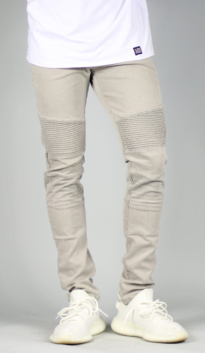 gray biker jeans