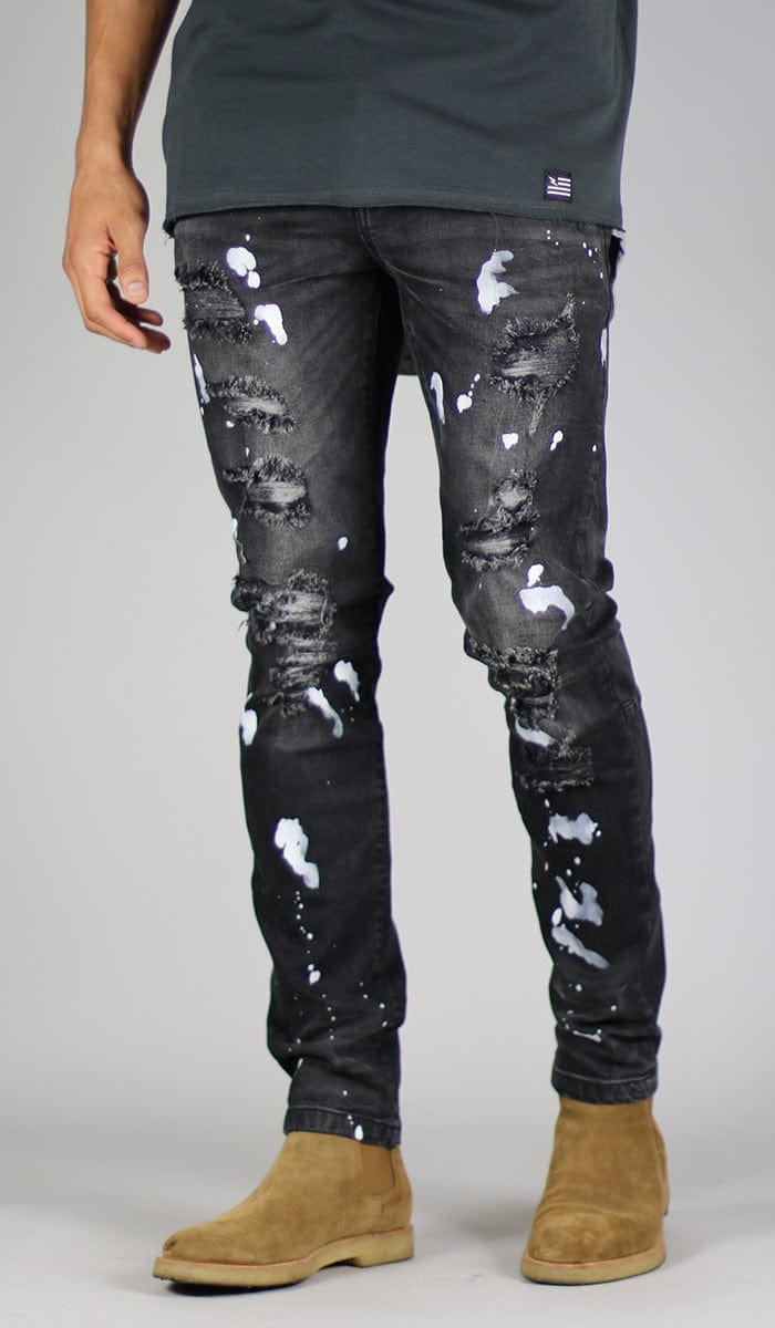 Black Rag Splatter Jean - HYPER DENIM