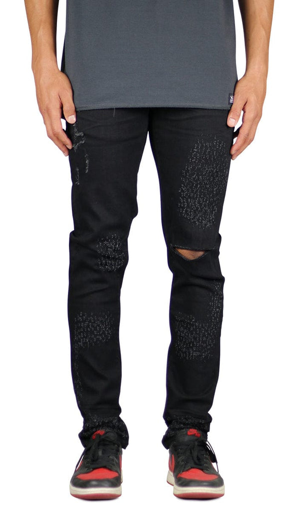 Jet black hot sale ripped jeans mens