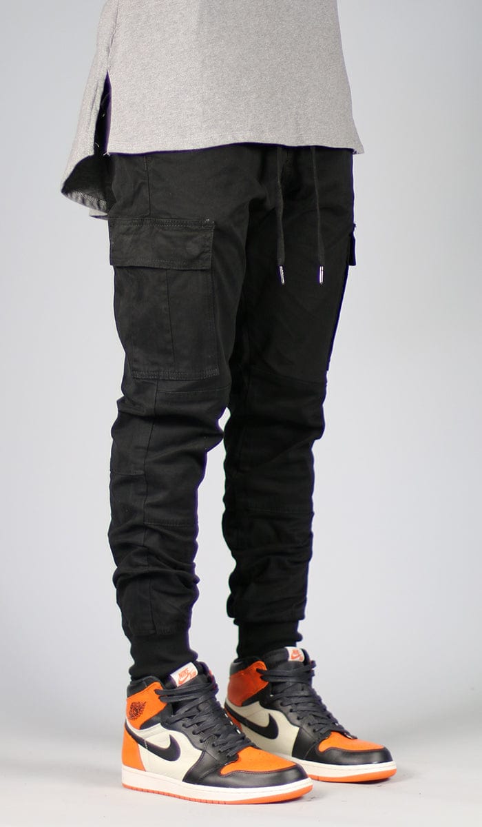 black joggers with belt loops