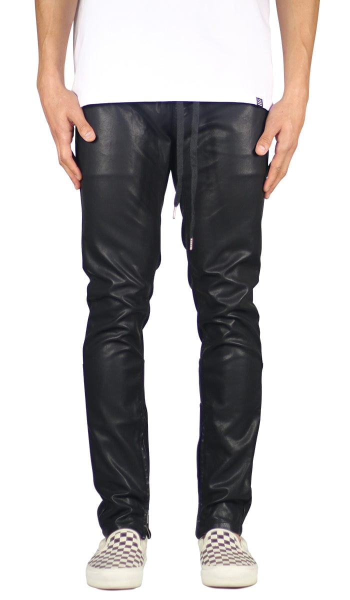 Men’s Black Faux Leather Zipper Pants | High-Quality | Hyper Denim ...