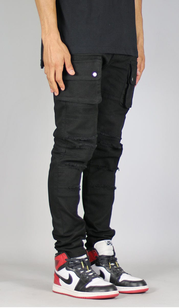 black cargo pants with zippers