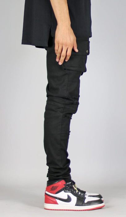 black cargo denim