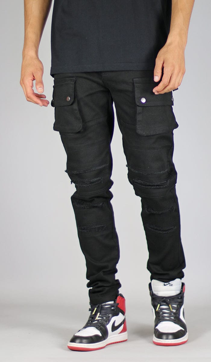 black skinny cargo jeans