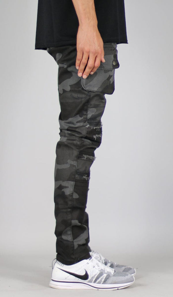 Black Camo Cargo Pant - HYPER DENIM