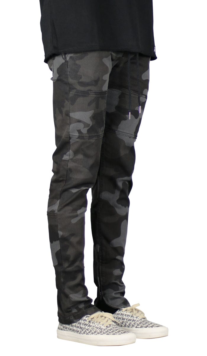 black white and gray camo pants