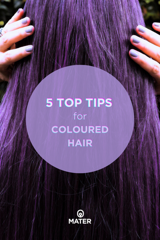 Purple hair with hands and sign 5 TOP TIPS for COLOURED HAIR