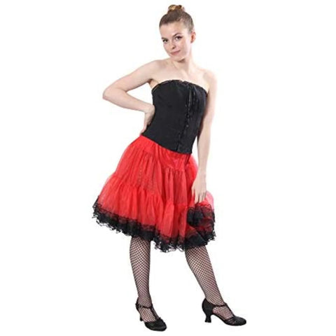 Zooey Luxury Chiffon Adult Petticoat Slip-Red/Black Chiffon