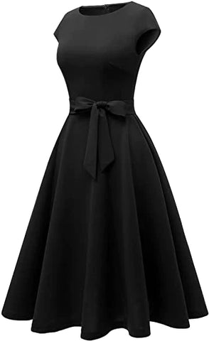 Women's Vintage Cocktail Dresses-Bridesmaid & Prom Dress - Black