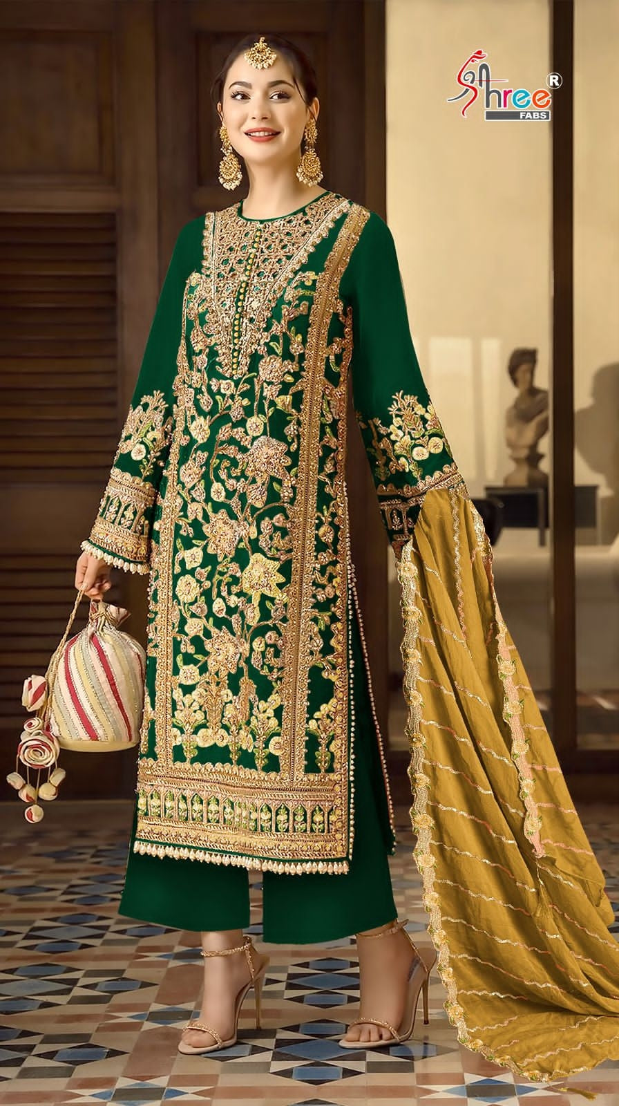 Self Design Multicolor Shree Fabs S 474 Pakistani Suit Georgette With Net,  Semi Stitched at Rs 1003 in Hyderabad