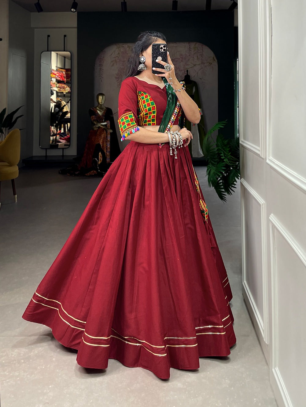 Buy Jaipur Kurti Pink Bandhani Mirror Work Kurta With Sharara And Dupatta  (Set of 3) online