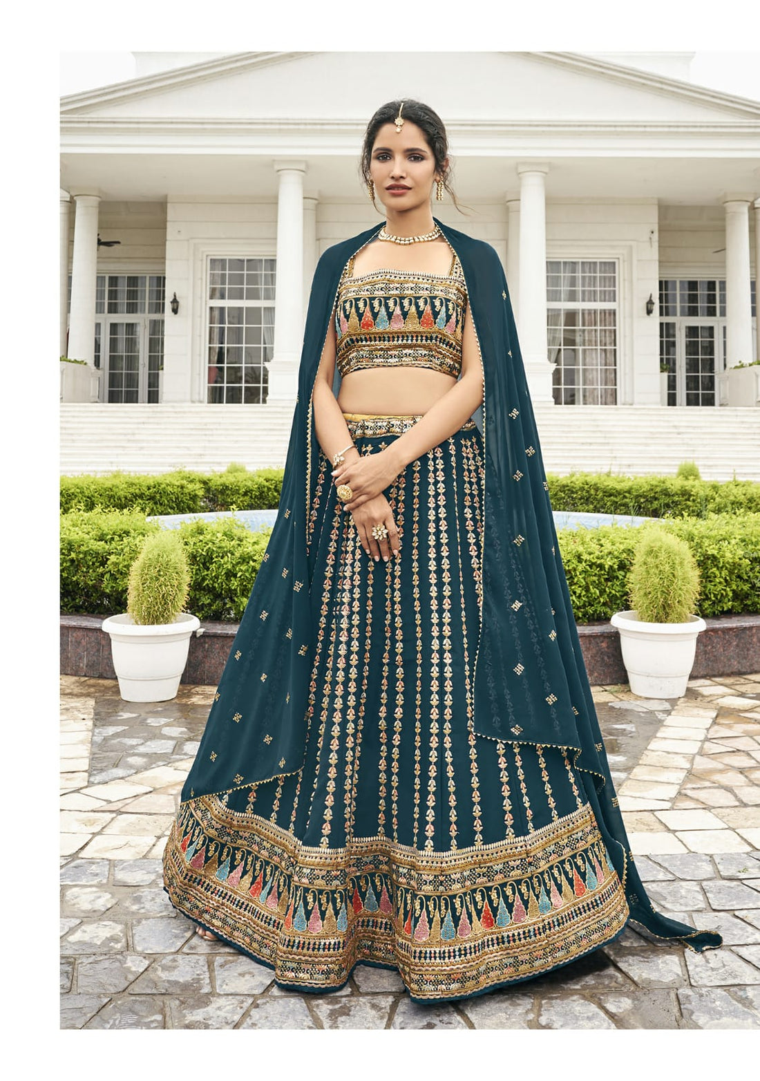 A colourful lehenga with fine embroidery blouse.. will apt for any