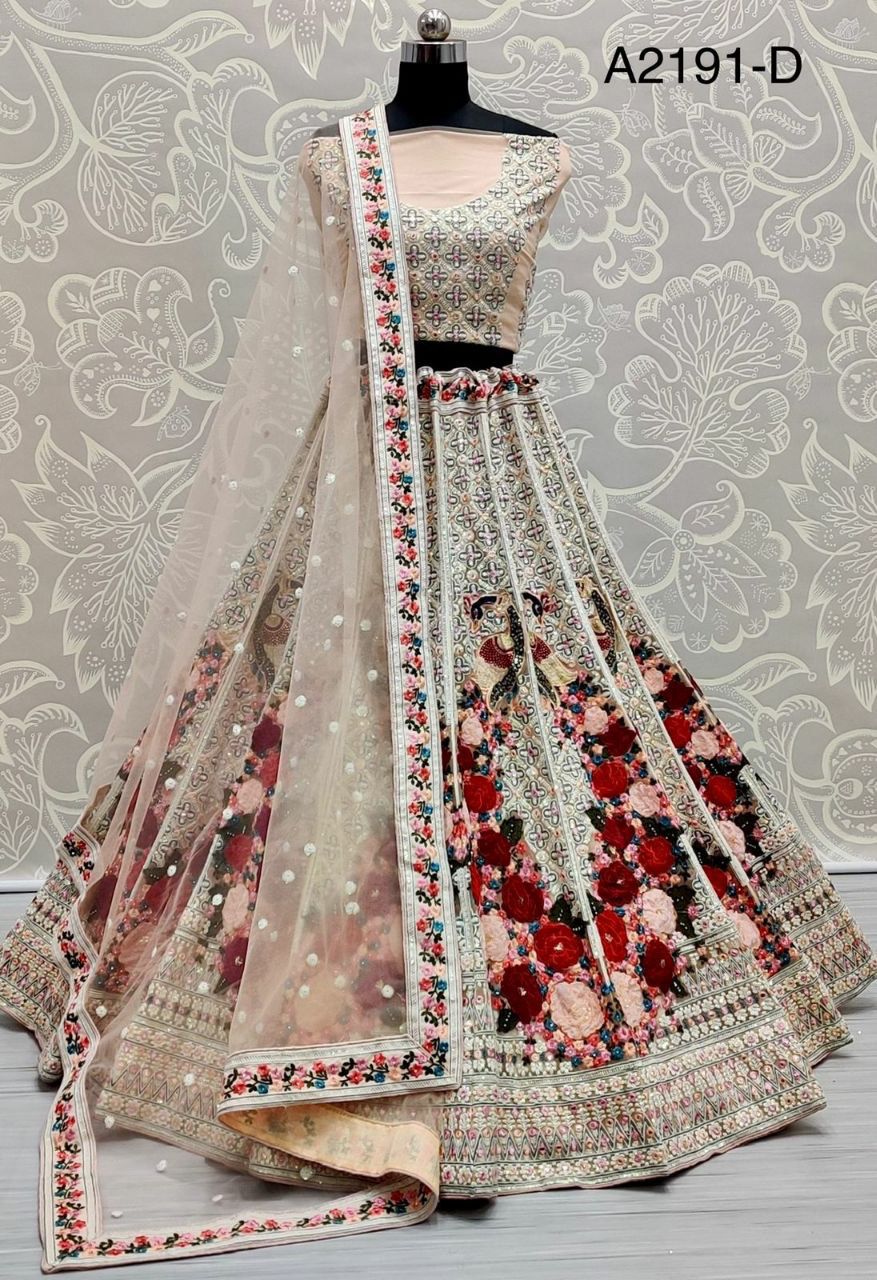 PARTY WEAR DESIGNER WHITE LEHENGA CHOLI D.NO 2037 – Anant Tex