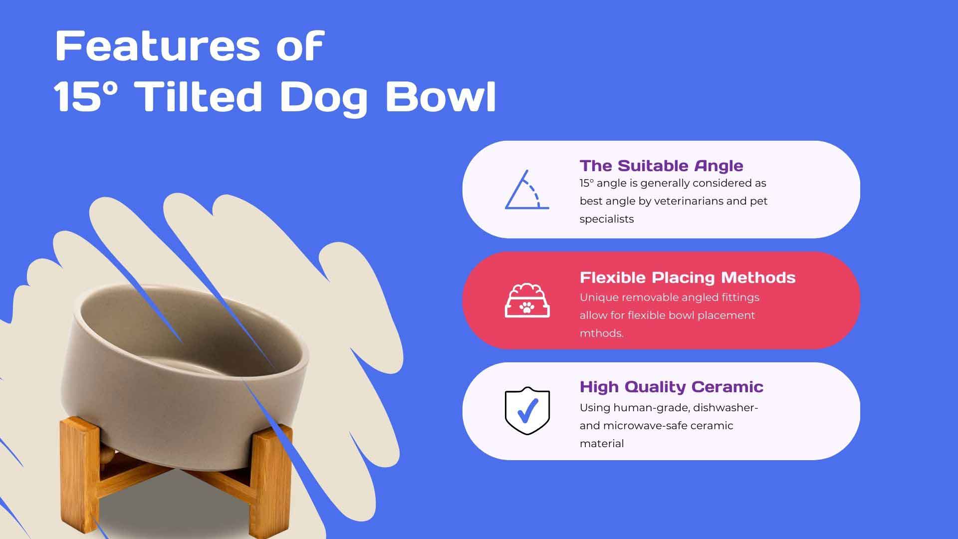 features of spunkyjunky 15° tilted dog bowl