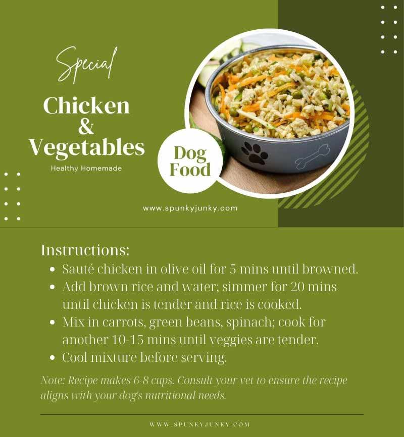instructions for homemade dog food chicken and vegetables