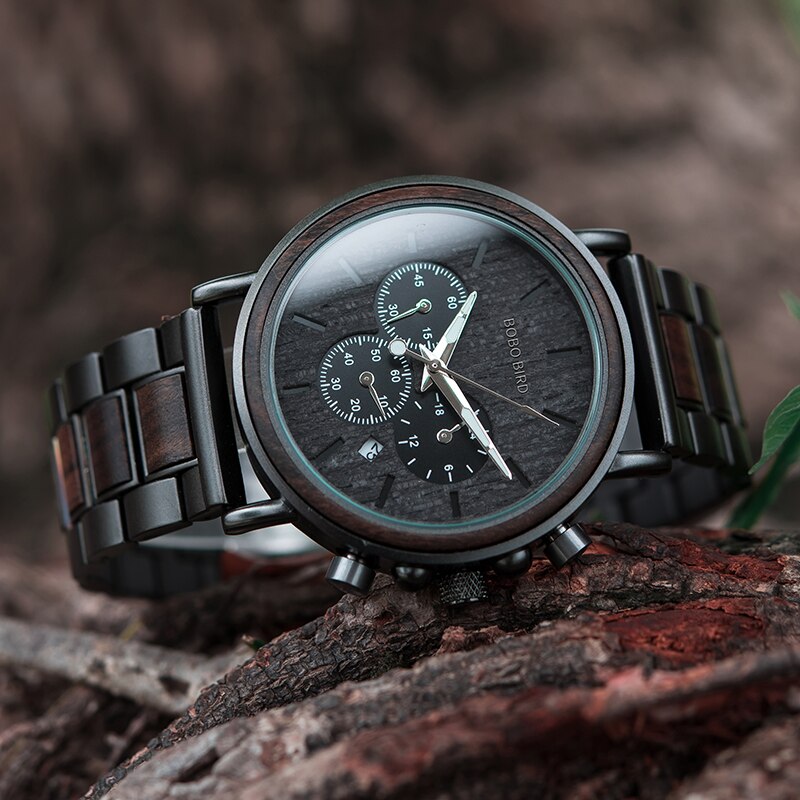 BOBO BIRD Chronograph Q26-1 - Miesten puinen rannekello - Puukello –  Lumowood