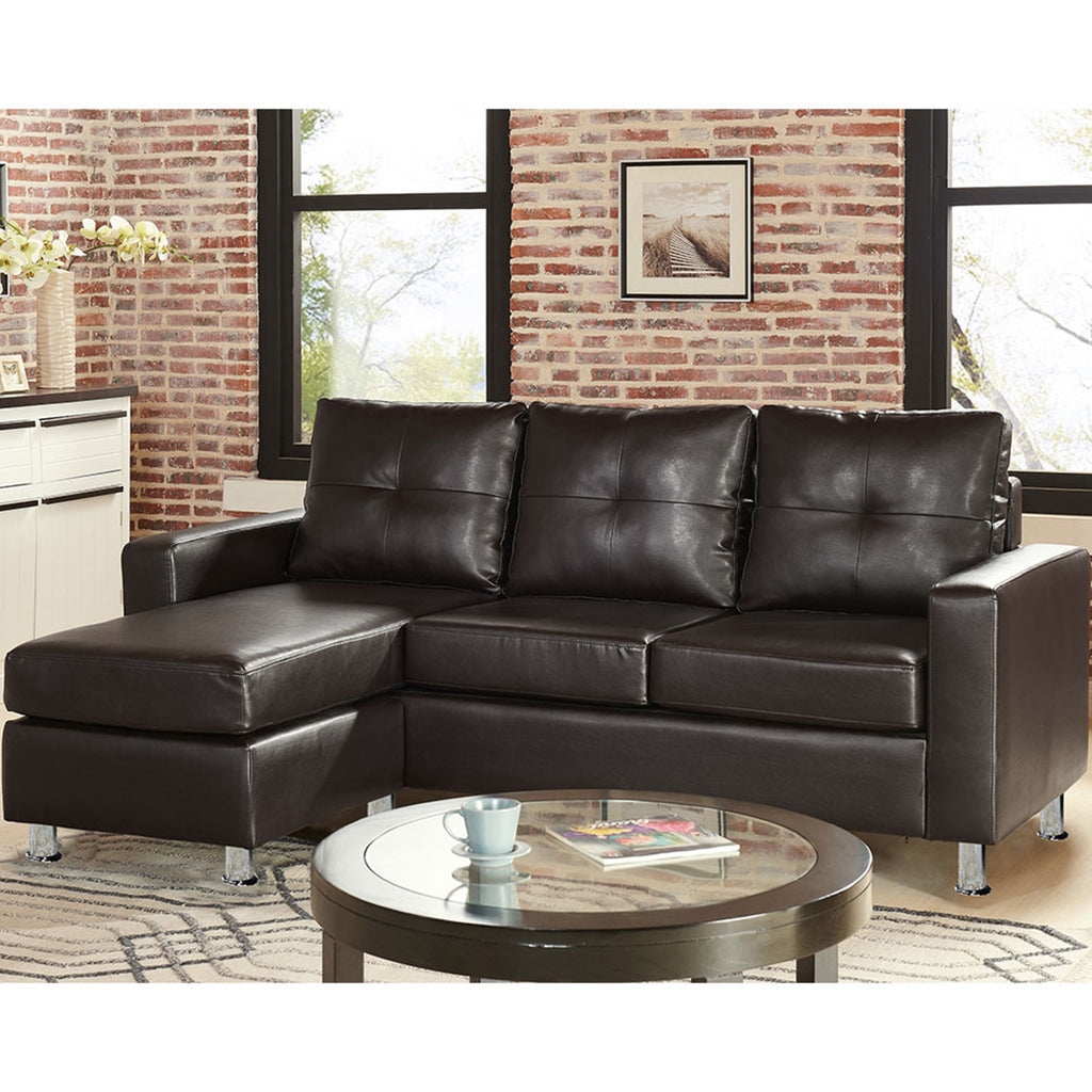 HONBAY Faux Leather Sectional Sofa Tufted L Shaped Couch for Small