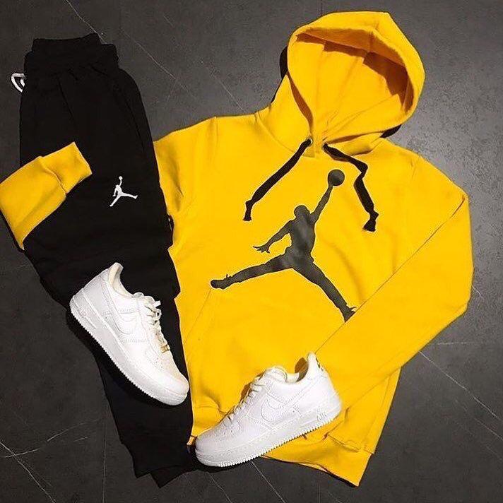 black and yellow jordan tracksuit