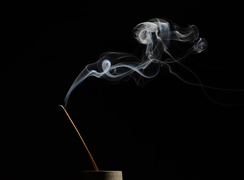 Imagine of incense smoke on black background.