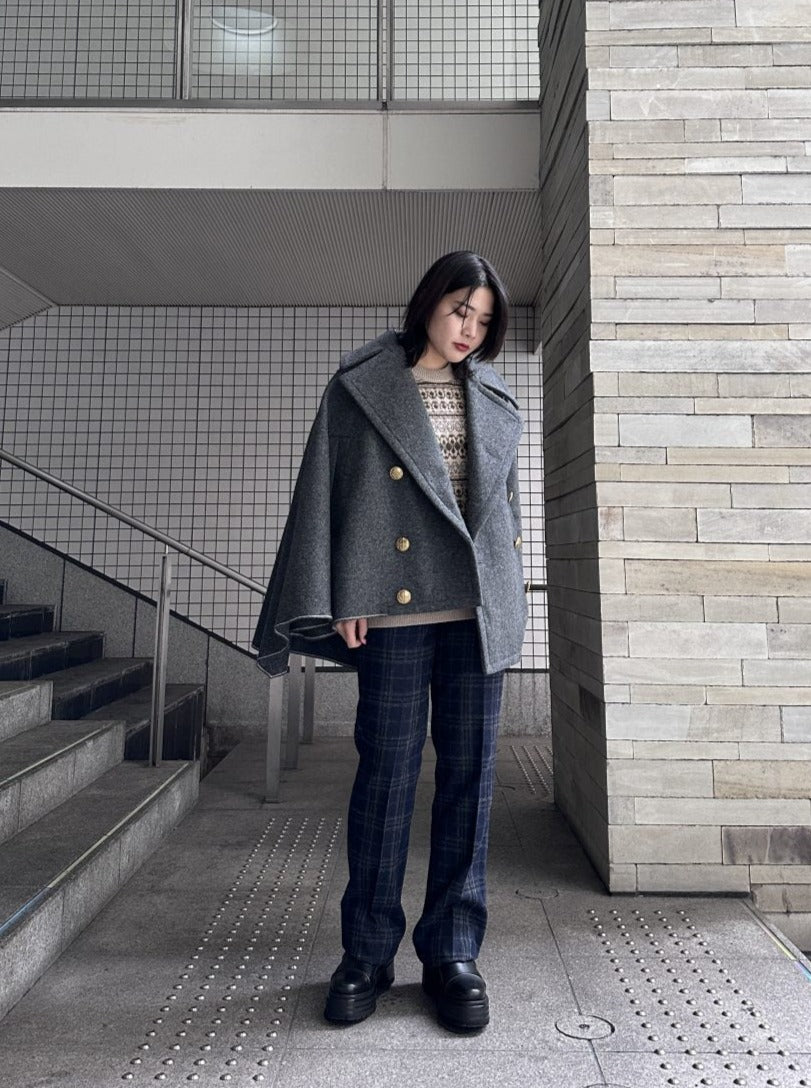 JILSANDER NAVY ジャガード総柄 センタープレススラックス-