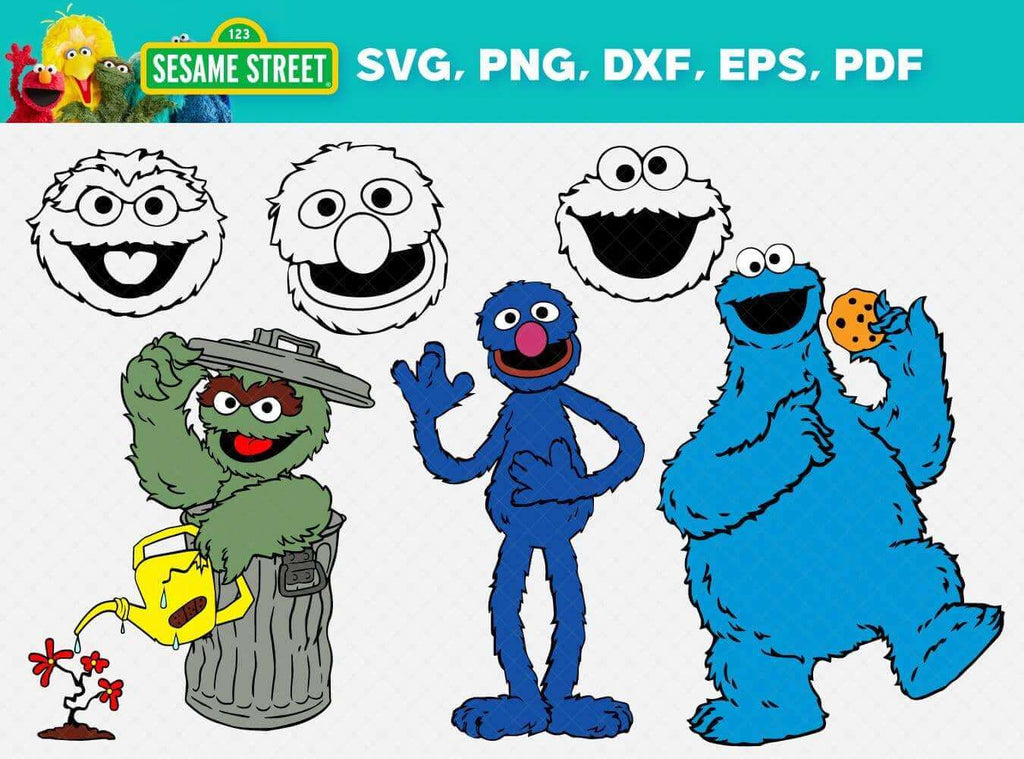 Sesame Street SVG Files for Cricut / Silhouette, Elmo Clipart, Cookie ...