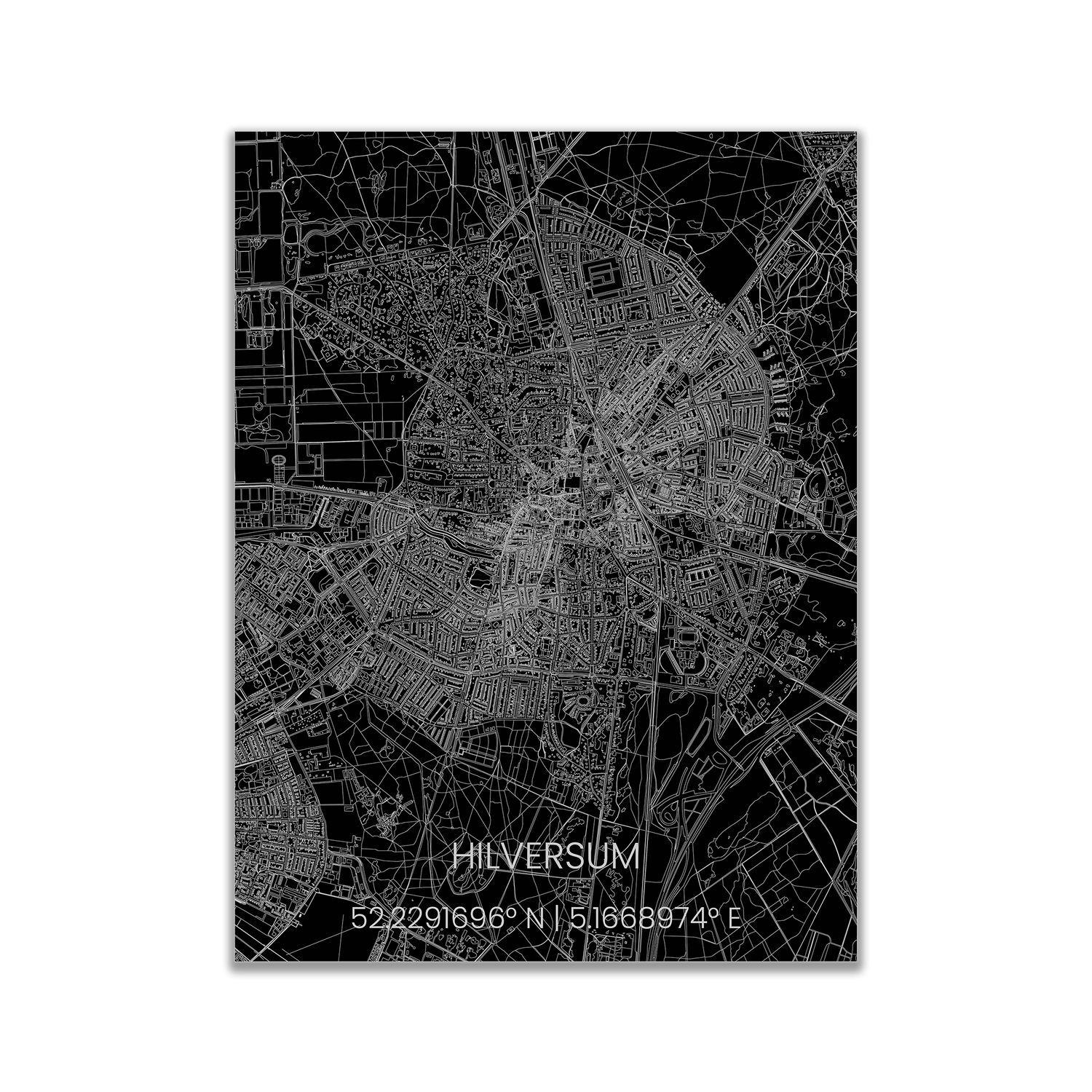 Wanddecoratie Aluminium Stadsplattegrond Hilversum Brandthout 7449