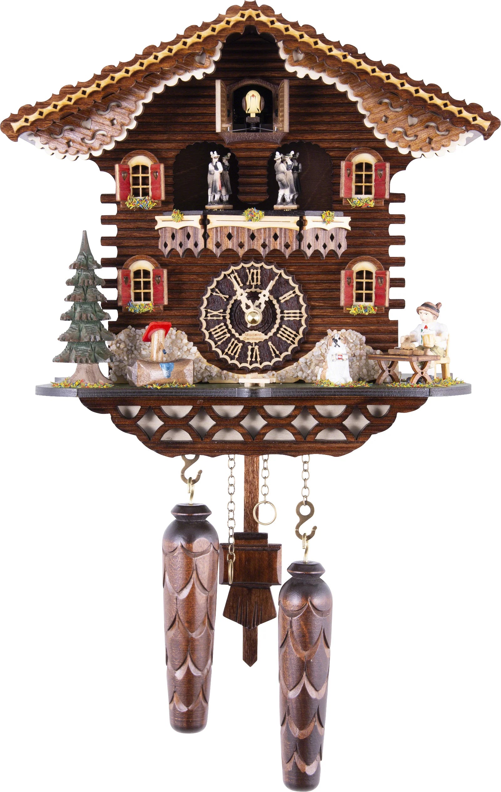 KU4209QMT - Quartz Musical Chalet with Beer Drinker & Dog