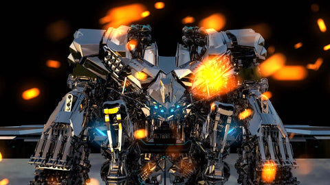 Mech Future and Fire Particles VJ Loop Example