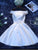 Simple White V Neck Sleeveless Short A Line Homecoming Dresses Kaia Satin DZ1813