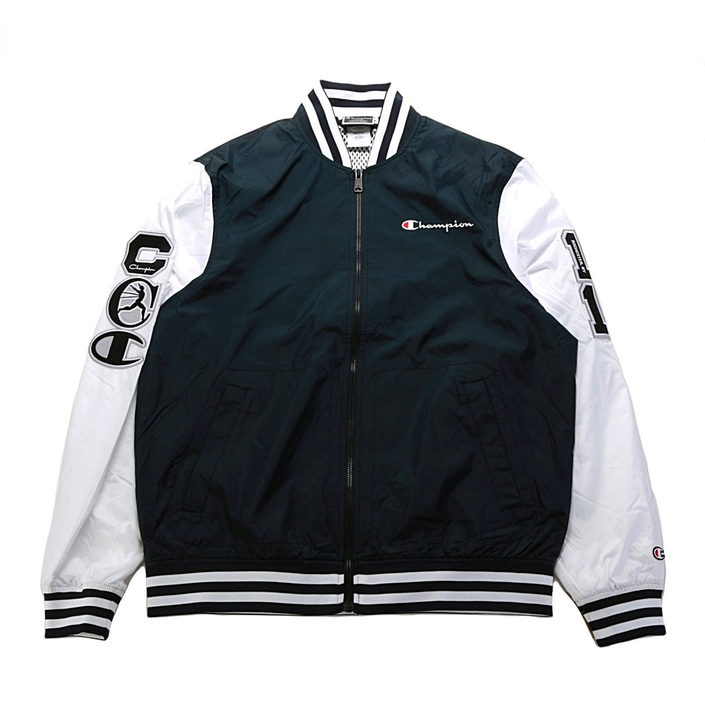 champion satin baseball jacket black