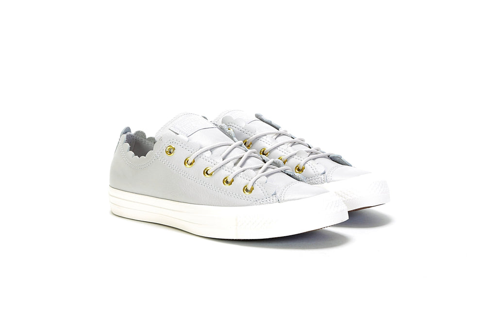 ctas ox leather low top trainers with scalloped edging
