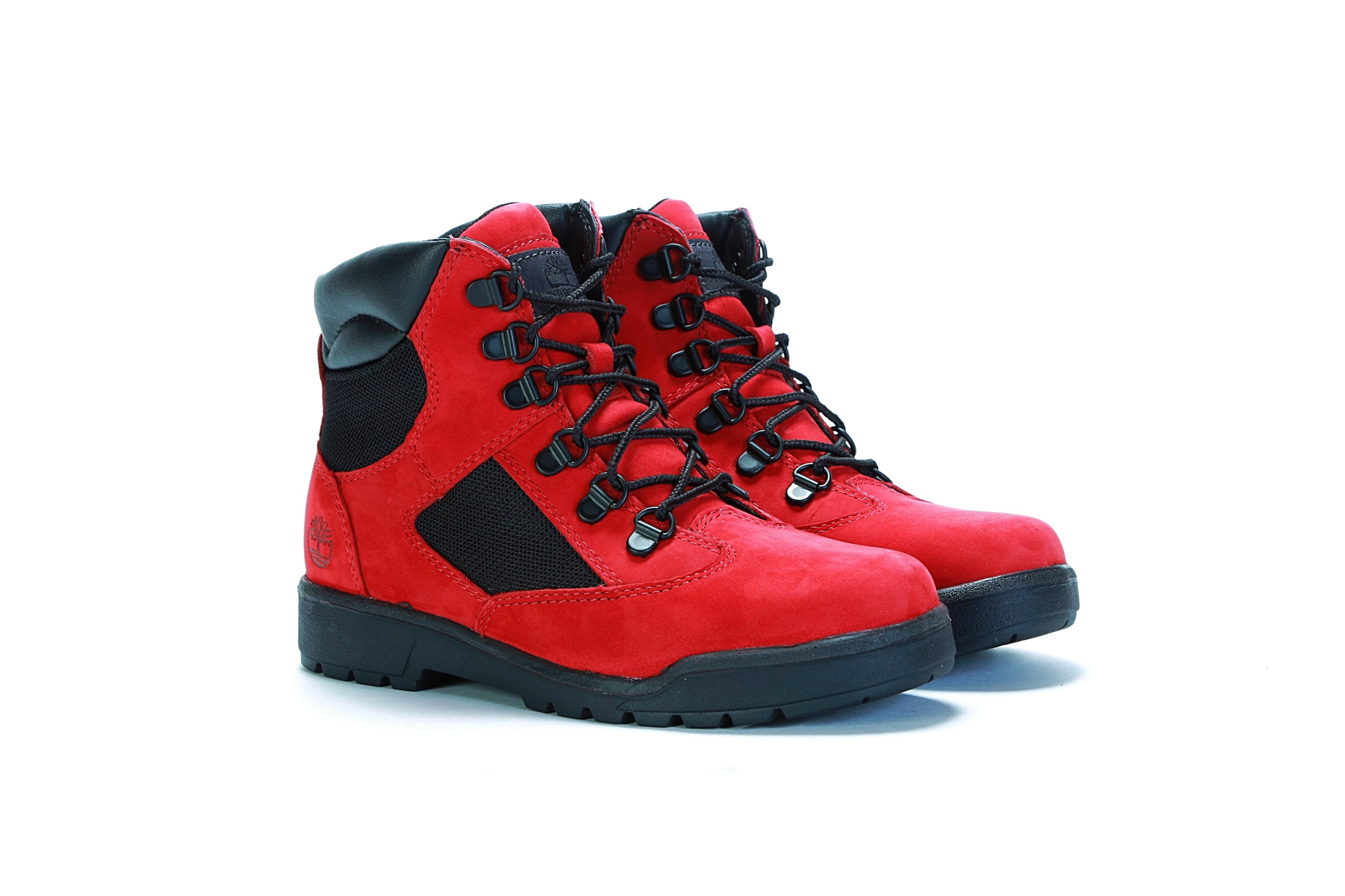 timberland field boots red