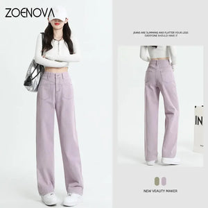 Color Y2K Spring Trendy Jeans Elastic Women Pants - Astraoutfit
