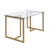 47'' Iron Dining Table with Tempered Glass Top, Clear