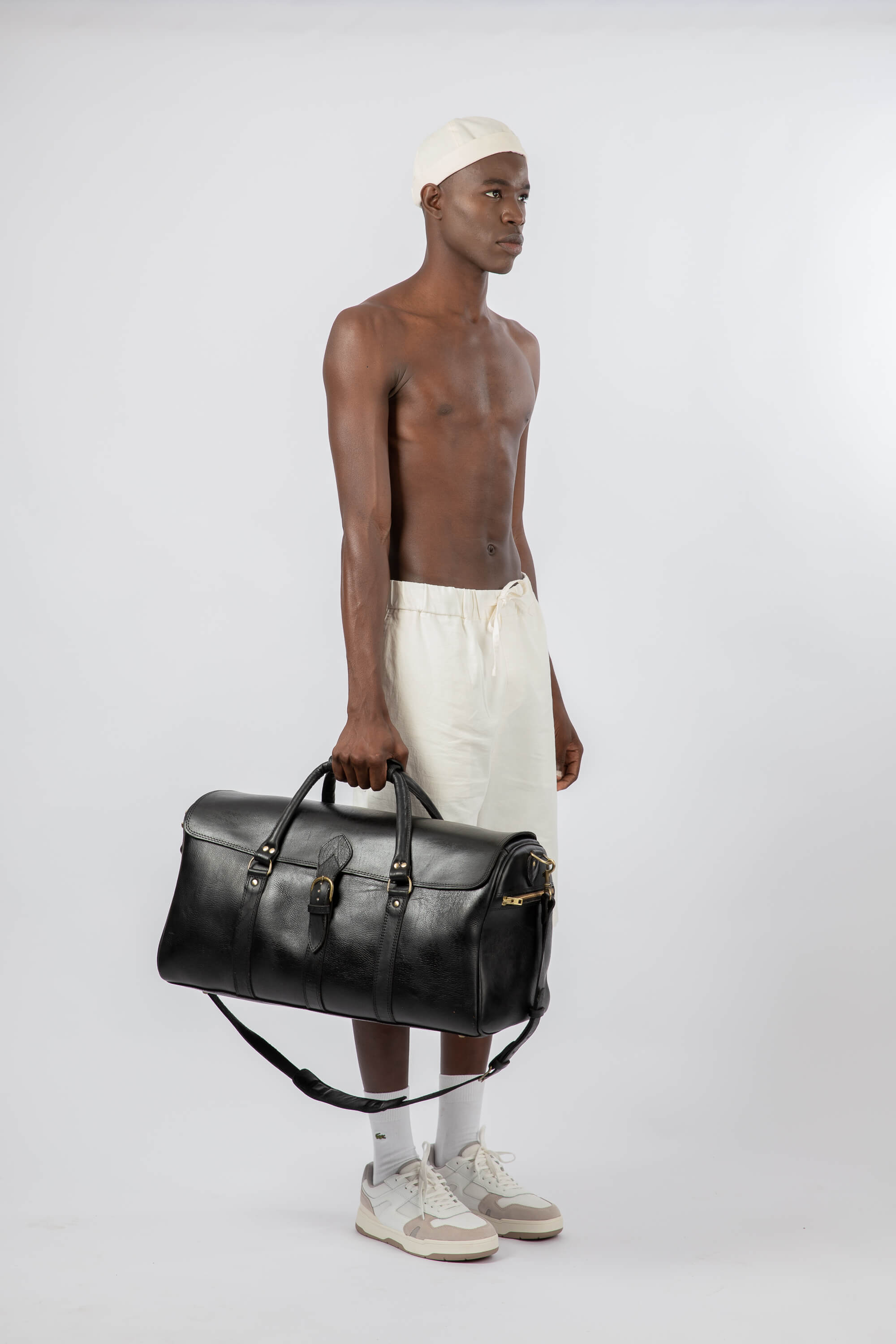 Leather Medium Duffle Bag Black - Linden Is Enough