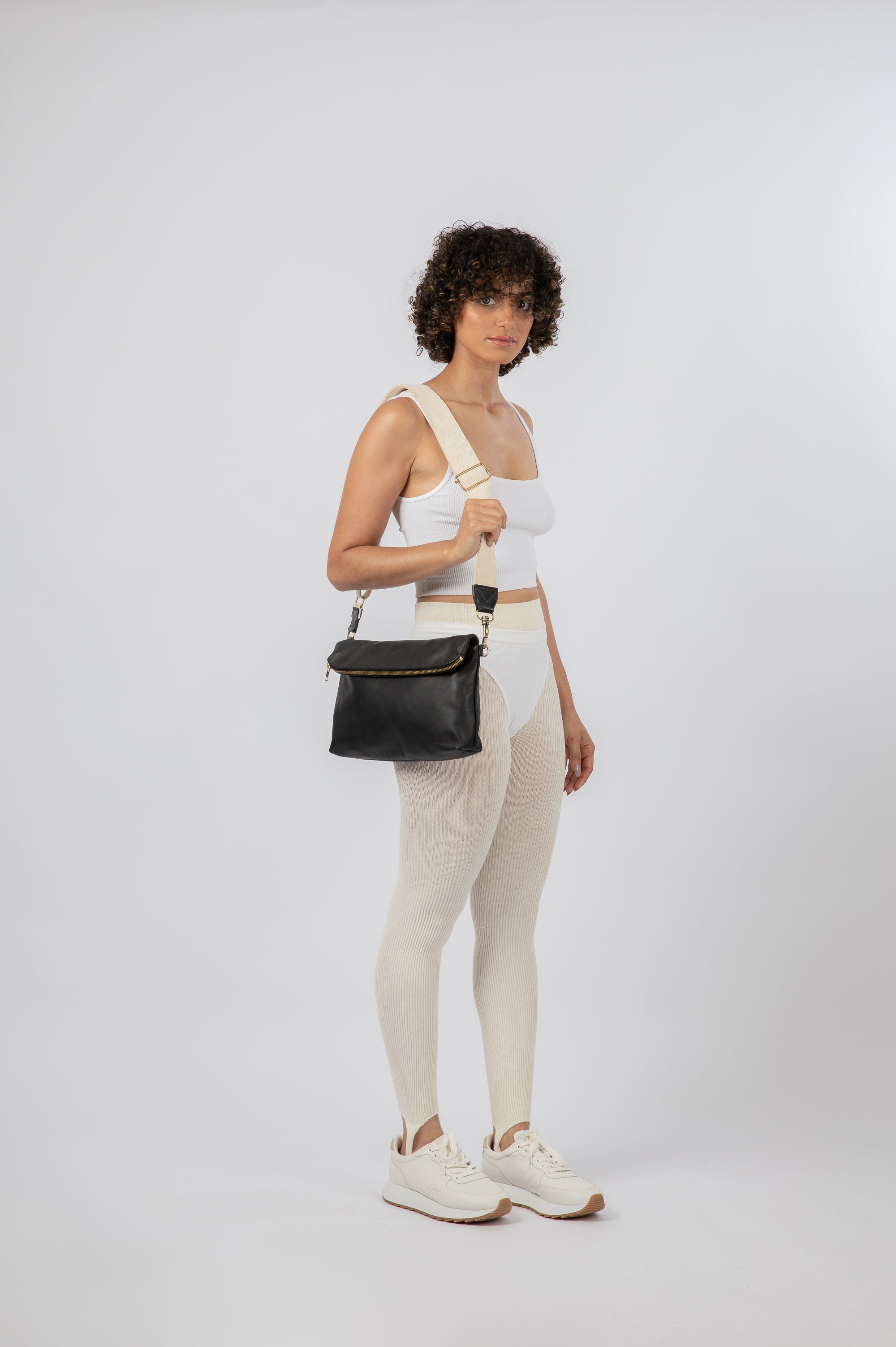 Webbed Cotton Shoulder Strap Off-White and Yellow - Linden Is Enough