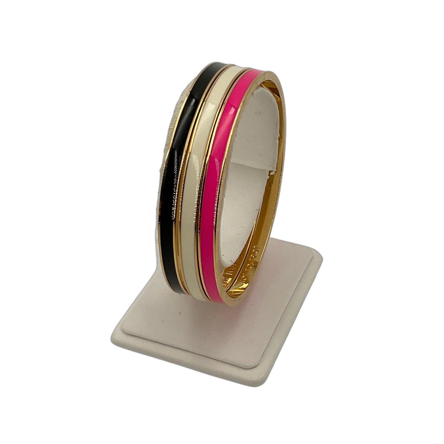 KATE SPADE BLACK/PINK/WHITE THREE BANGLE BRACELET SET –  