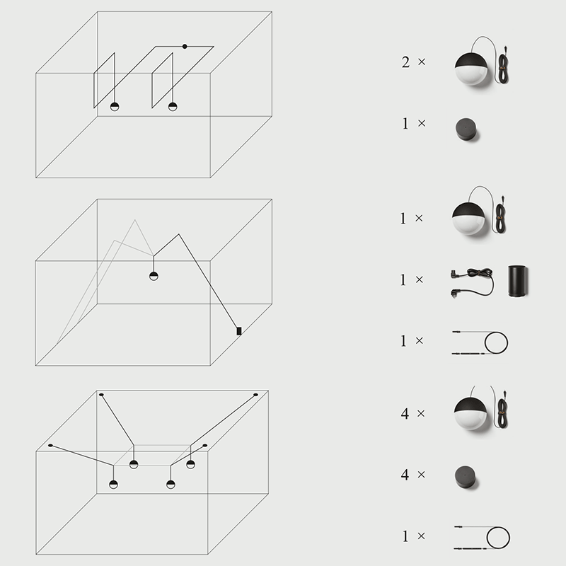 Flos String Light Sphere configuration examples