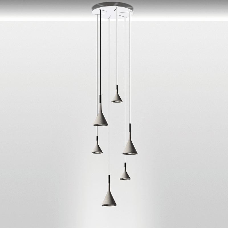 Foscarini Aplomb Pendant in cluster with Aplomb mini and in row, with multiple canopy