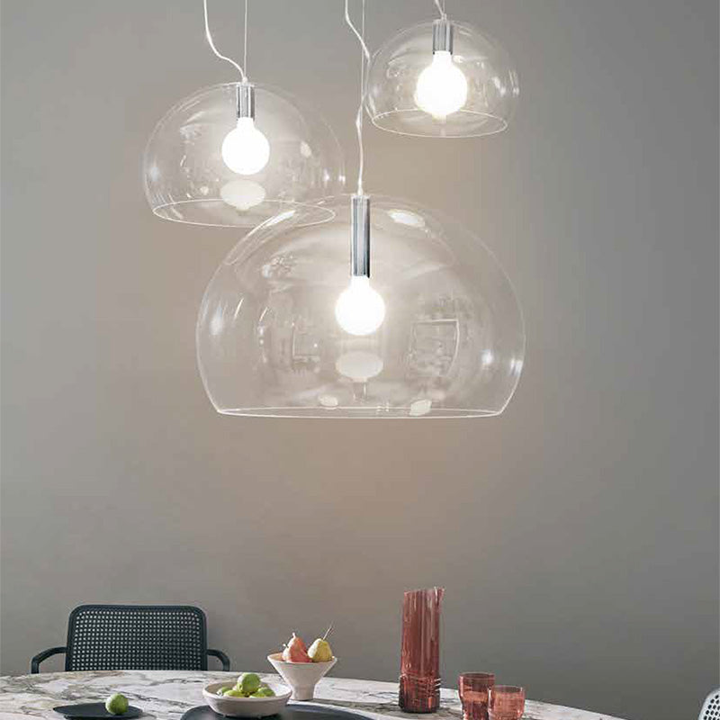 Kartell FL/Y Pendant hung in cluster with Big FL/Y and Small FL/Y