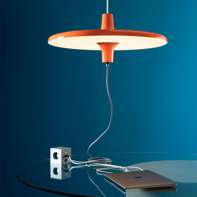 Martinelli Luce Avro Pendant Lamp with Multi-socket to charge all you devices