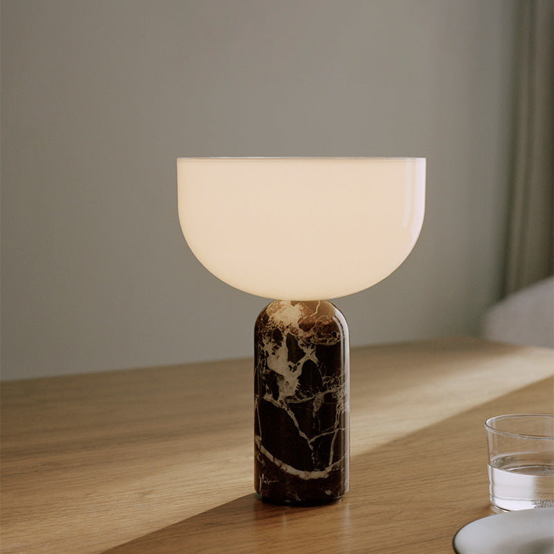 New Works Kizu portable table lamp solid luxurious marble base and clean white acrylic shade