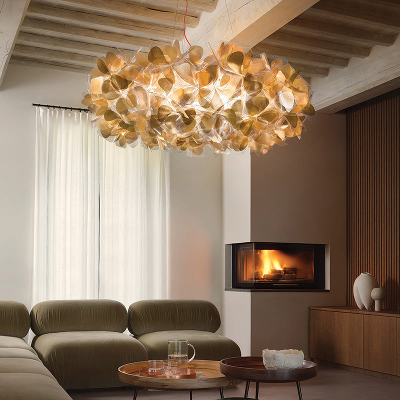Slamp Clizia Mama Non Mama Suspension Gold with crackle effect for extraordinary play off light and shadow