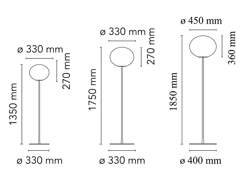 Flos Glo-Ball Floor lamp sizes