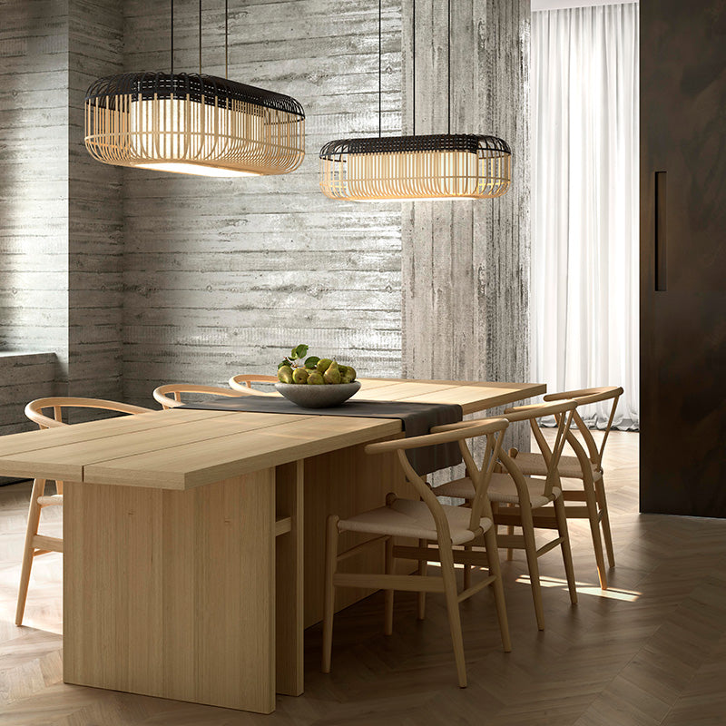 Forestier Bamboo Oval pendant wide shape ideal for above rectangular table